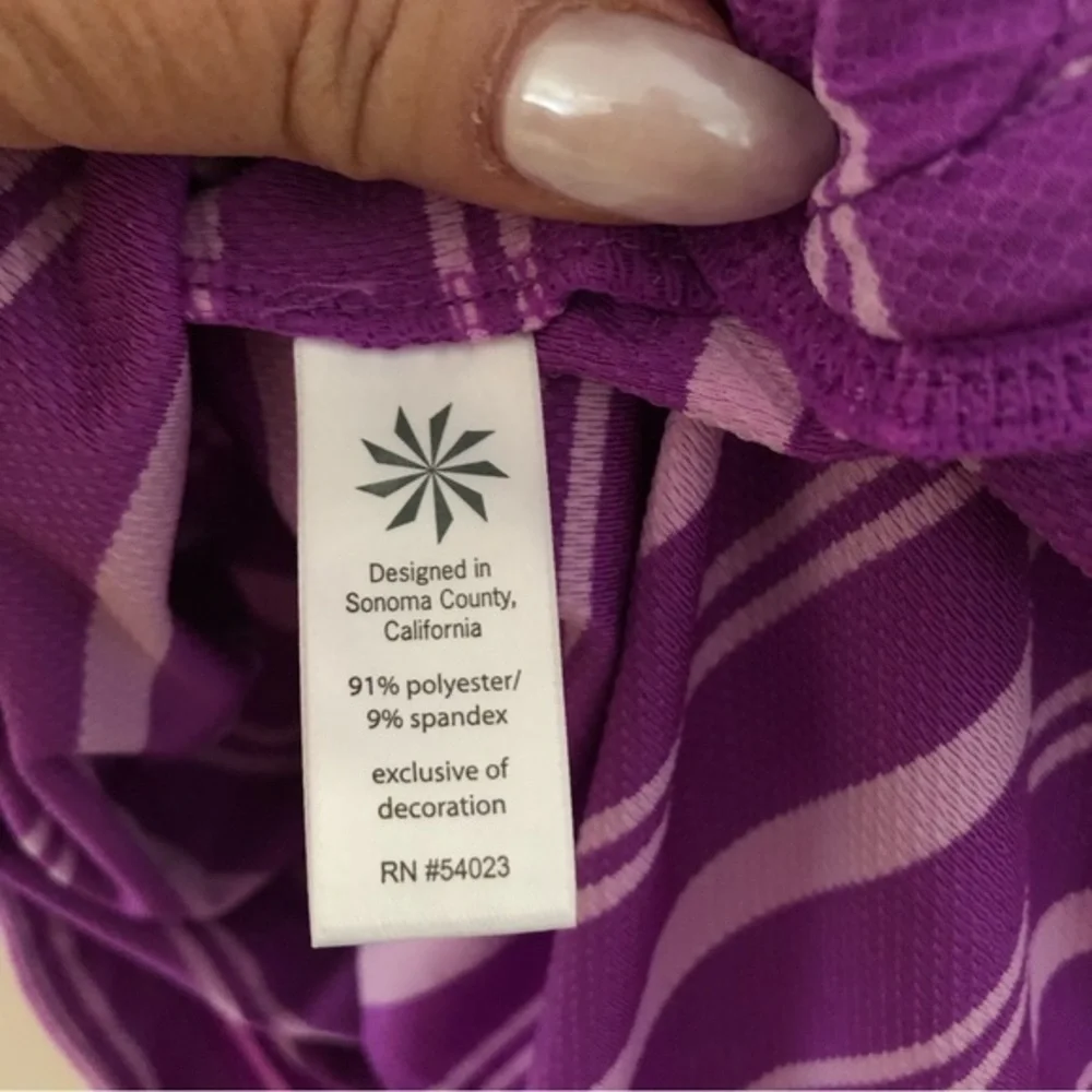 ATHLETA WICK IT BEACH PURPLE STRIPED HOODED SLEEVELESS SWIM COVERUP XS